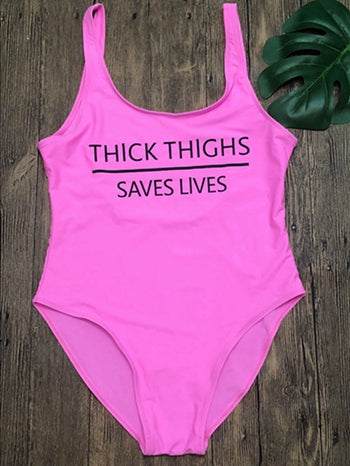 THICK THIGHS SAVES LIVES  One Piece Swimsuit - Leggings.gg