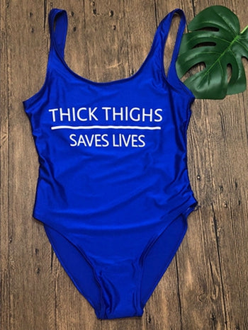 THICK THIGHS SAVES LIVES  One Piece Swimsuit - Leggings.gg