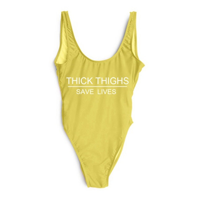 THICK THIGHS SAVES LIVES  One Piece Swimsuit - Leggings.gg